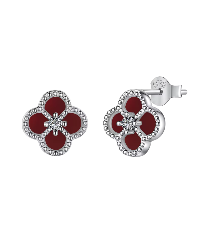 Sidabriniai auskarai su oniksu ir cirkoniais