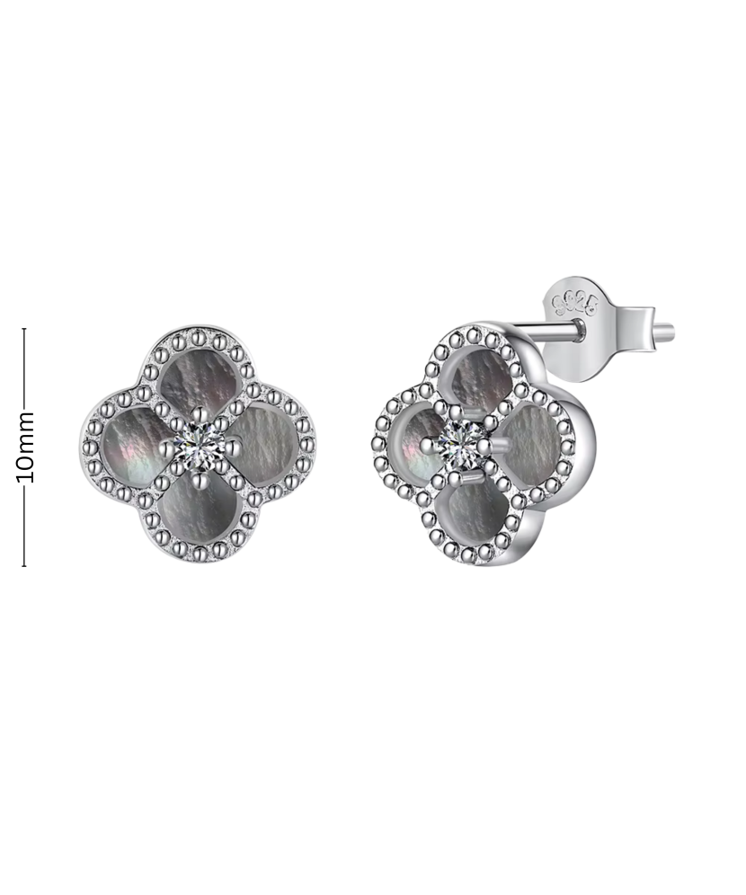 Sidabriniai auskarai su perlamutru ir cirkoniais