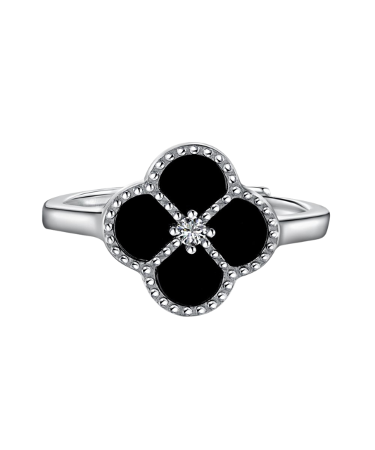 Sidabrinis žiedas su oniksu ir cirkoniais