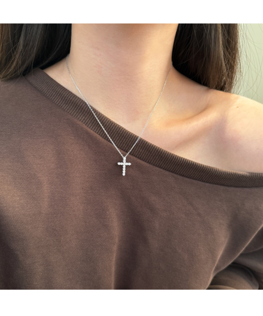 Sidabrinė grandinėlė su cirkonio pakabuku "Kryželis"