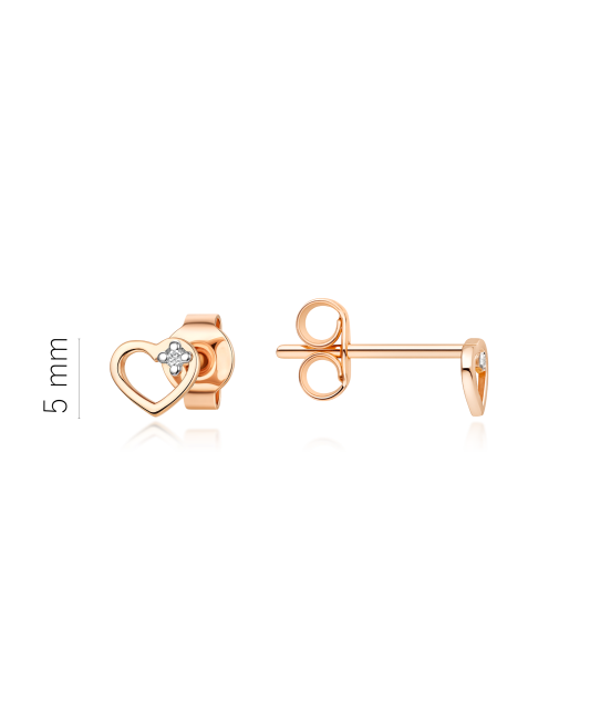 Auksiniai auskarai su deimantais "Širdelė"