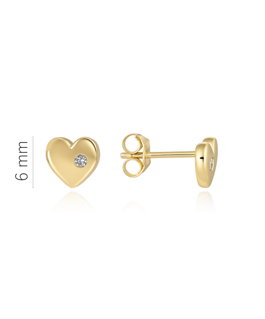 Geltono aukso auskarai su demantais "Širdelė"