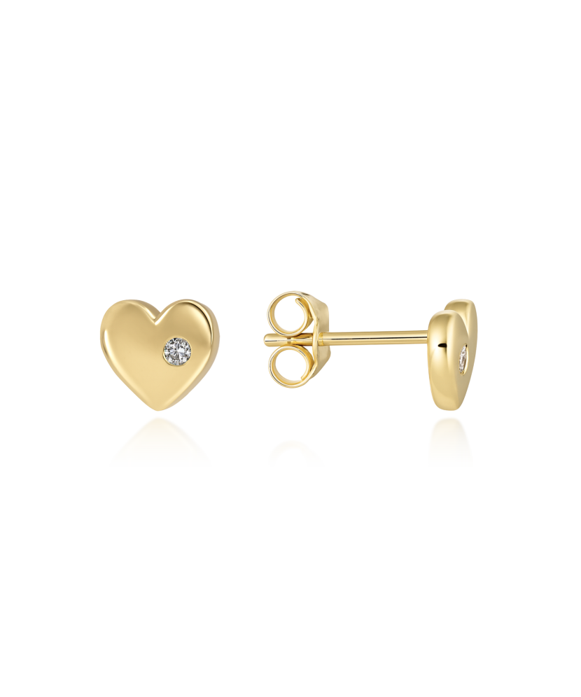 Geltono aukso auskarai su demantais "Širdelė"