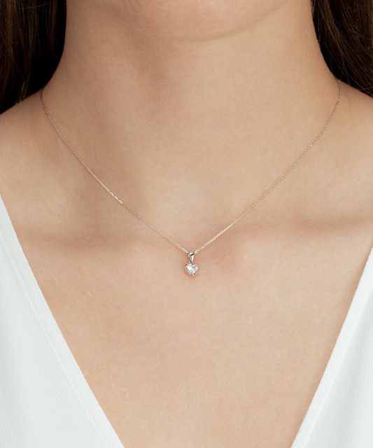 Balto aukso pakabukas su cirkoniu "Širdelė"