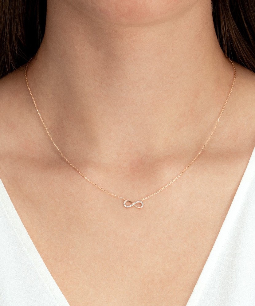 Auksinė grandinėlė su cirkonio pakabuku "Begalybė"