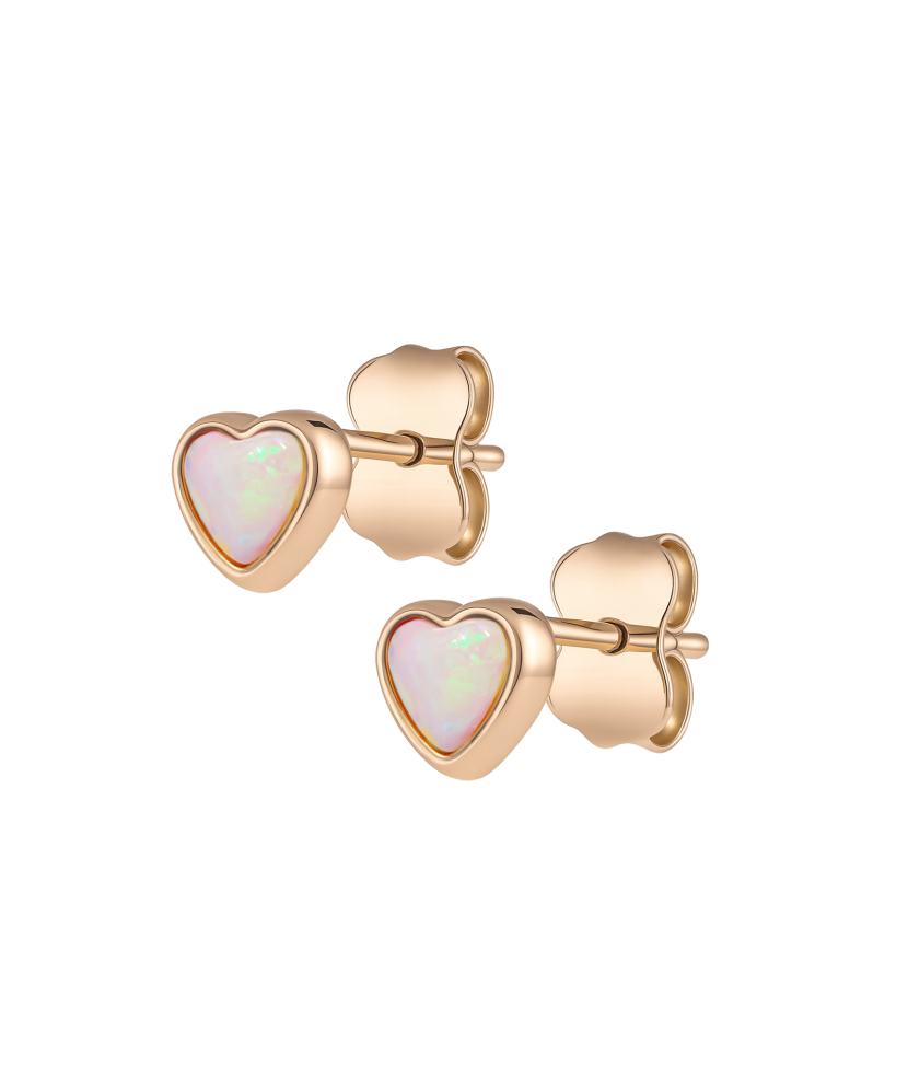 Auksiniai auskarai su opalais "Širdelės"