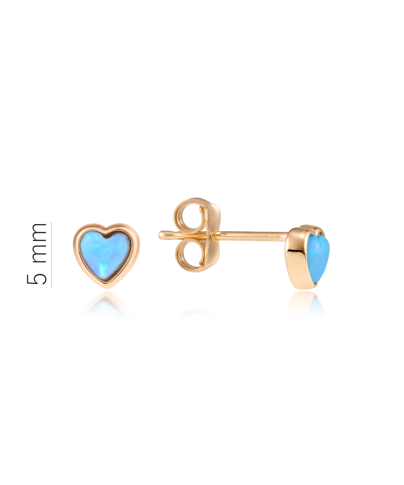 Auksiniai auskarai su opalais "Širdelės"