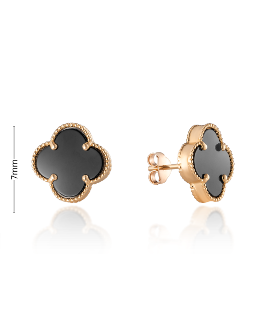 Auksiniai auskarai su oniksu