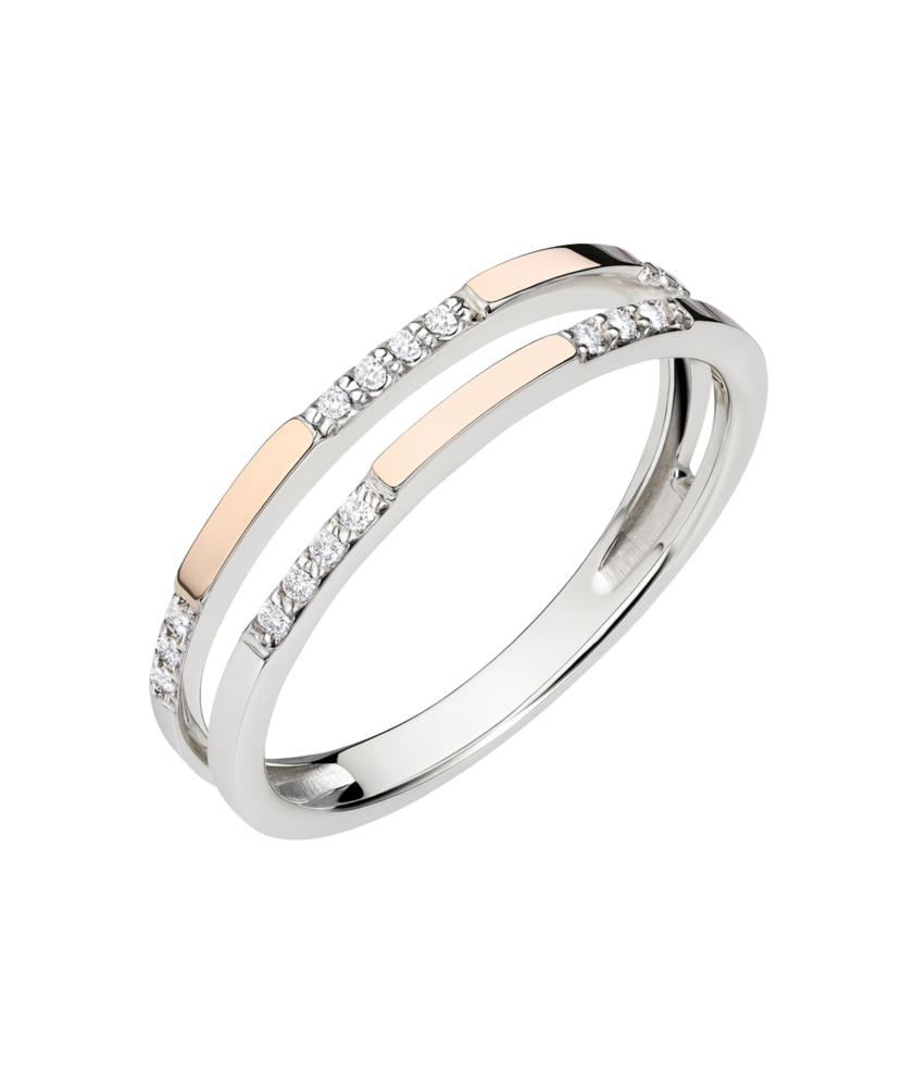 Sidabrinis žiedas dengtas auksu su cirkoniais