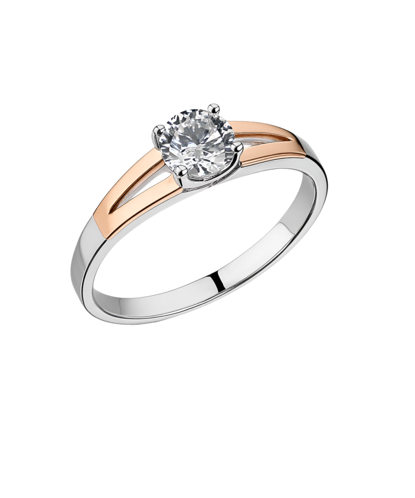 Sidabrinis žiedas dengtas auksu su cirkoniais