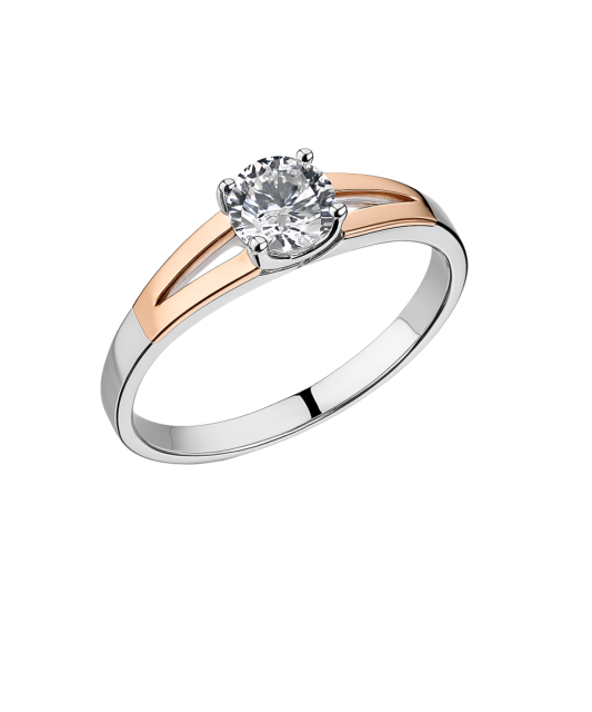 Sidabrinis žiedas dengtas auksu su cirkoniais