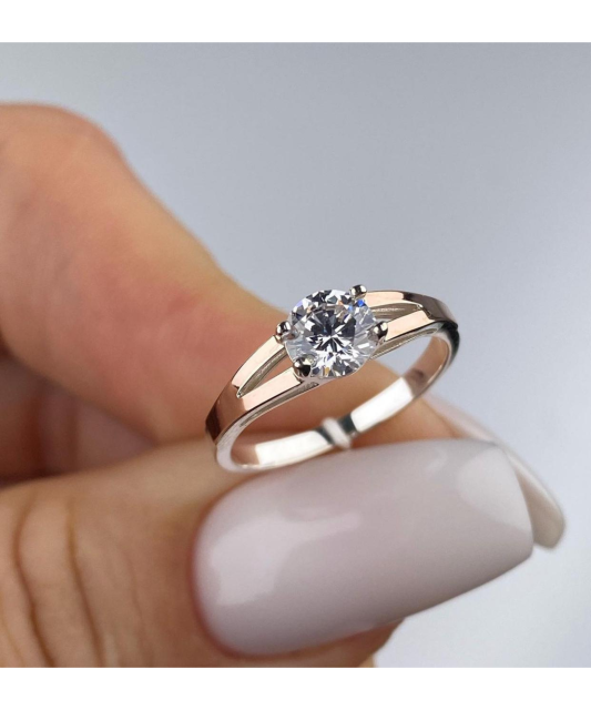 Sidabrinis žiedas dengtas auksu su cirkoniais