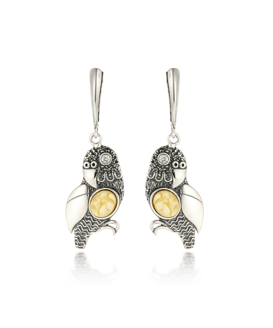 Sidabriniai auskarai su gintaru