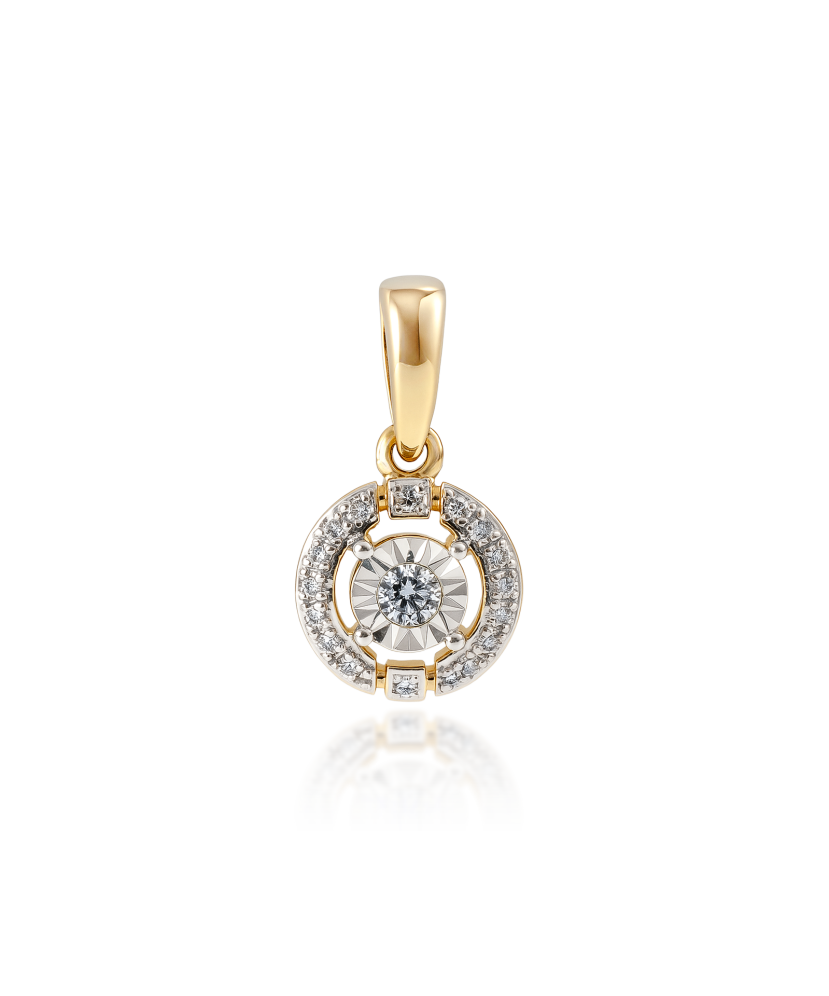 Geltono aukso pakabukas su deimantais