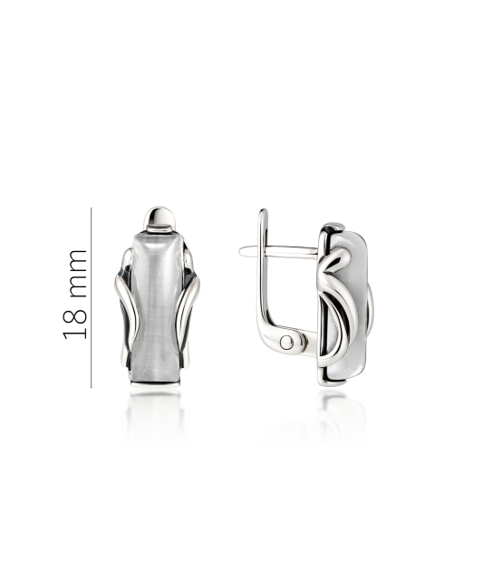 Sidabriniai auskarai su katės akies akmeniu