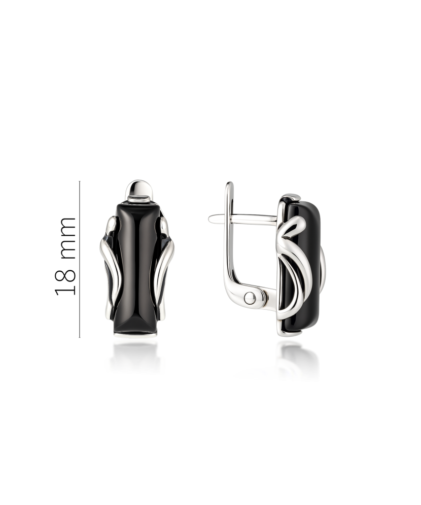 Sidabriniai auskarai su oniksu