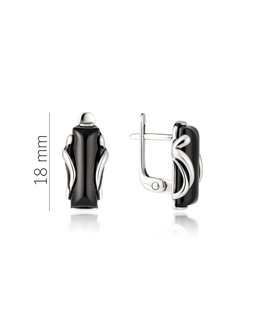 Sidabriniai auskarai su oniksu