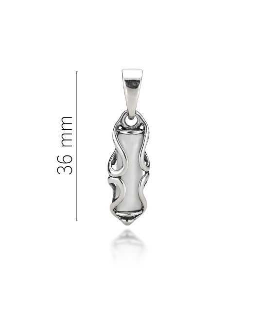 Sidabrinis pakabukas su katės akies akmeniu