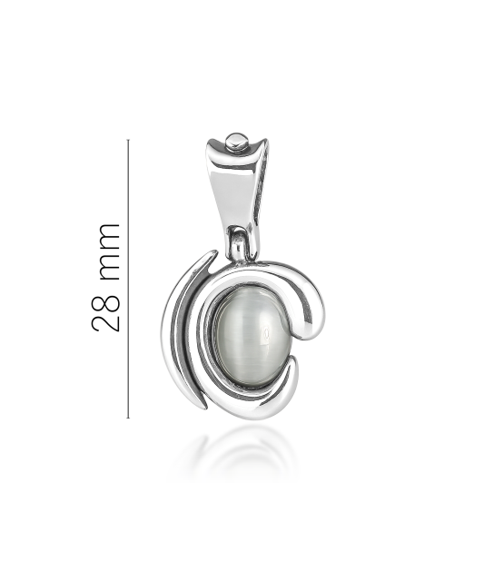 Sidabrinis pakabukas su katės akies akmeniu