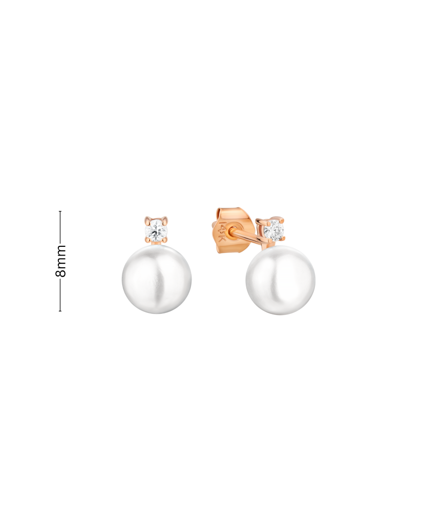 Auksiniai auskarai su perlais ir cirkoniais