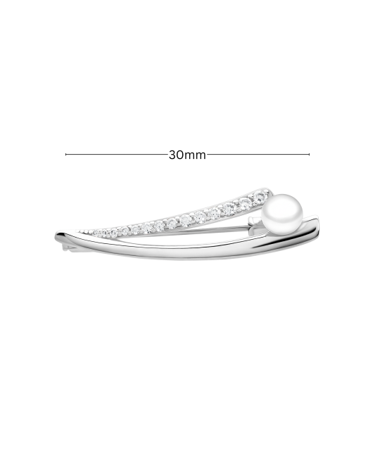 Sidabrinė sagė su perlais ir cirkoniais