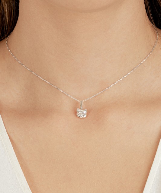 Sidabrinis pakabukas su cirkoniais "Katinas"