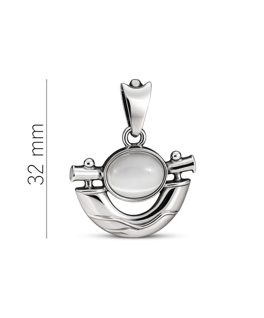 Sidabrinis pakabukas su katės akies akmeniu