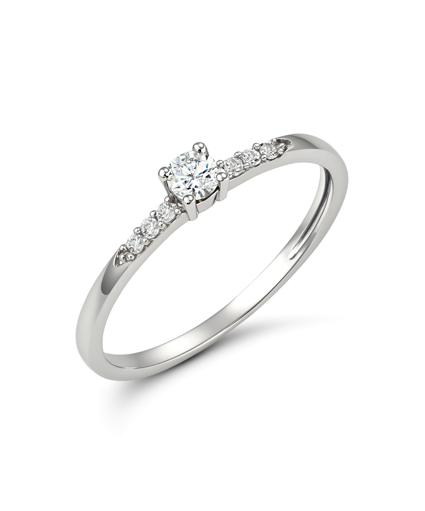 Balto aukso žiedas su cirkoniais