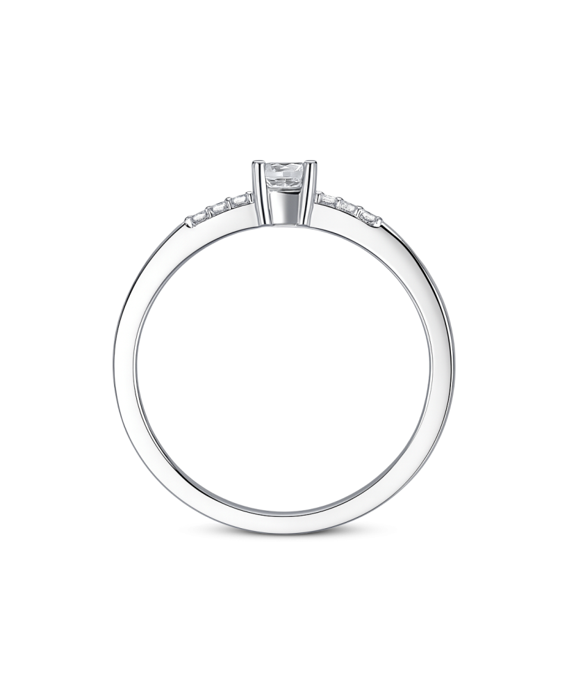 Balto aukso žiedas su cirkoniais