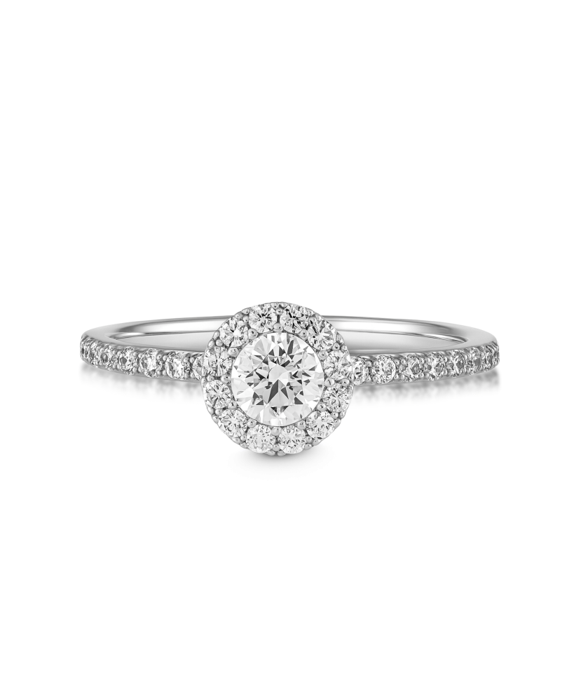 Balto aukso žiedas su cirkoniais