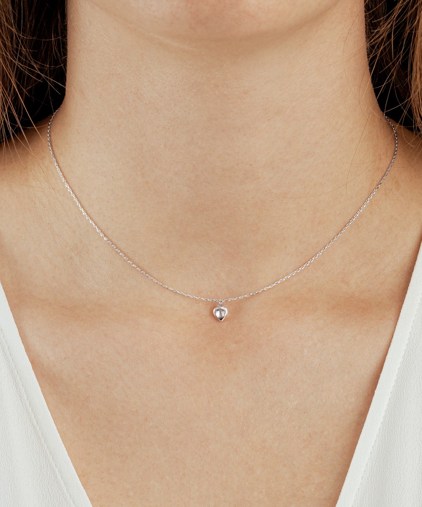 Balto aukso grandinėlė su cirkonio pakabuku "Širdelė"