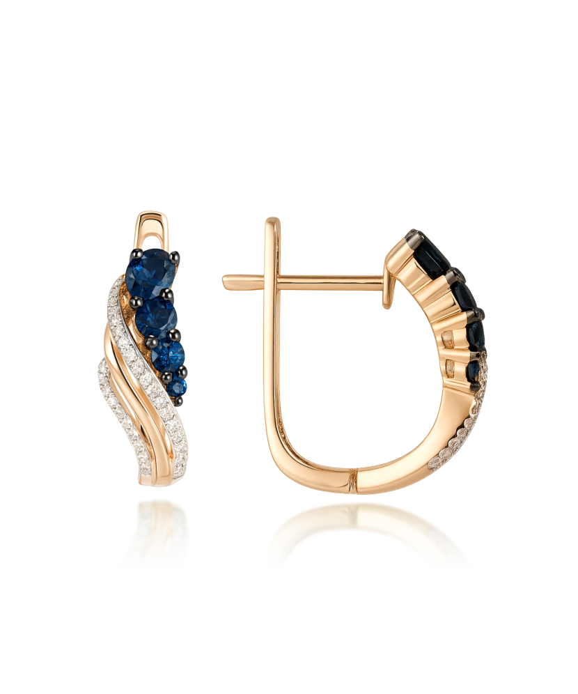 Auksiniai auskarai su deimantais ir safyrais