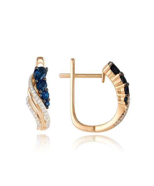 Auksiniai auskarai su deimantais ir safyrais