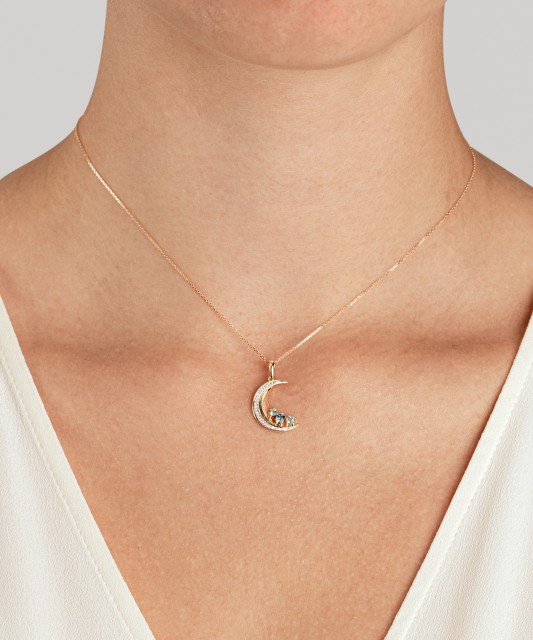 aukso pakabukas su London topazais, topazais ir deimantais "Mėnulis"