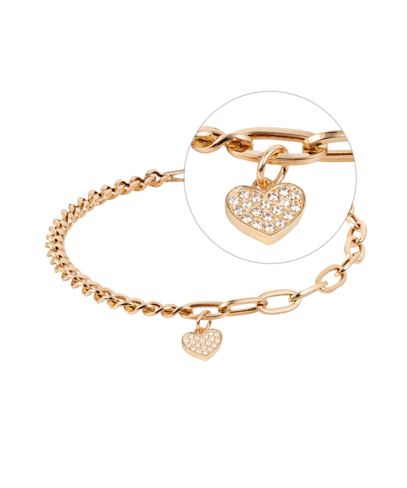 Auksinė apyrankė su cirkoniais "Širdelė"