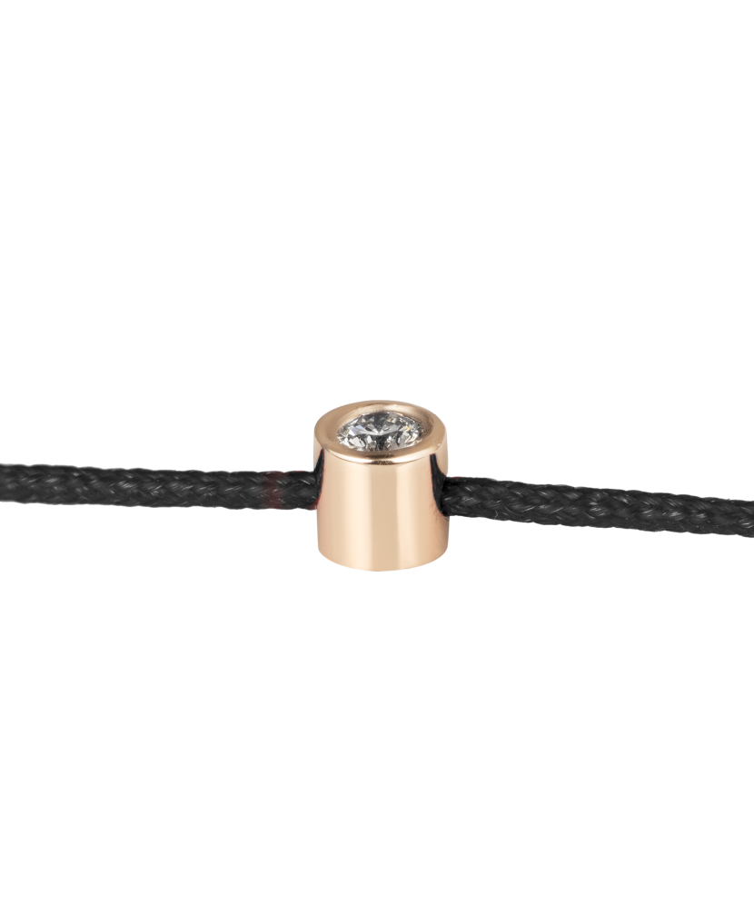 Juodo siūlo apyrankė su deimantu ir auksu 0.05ct