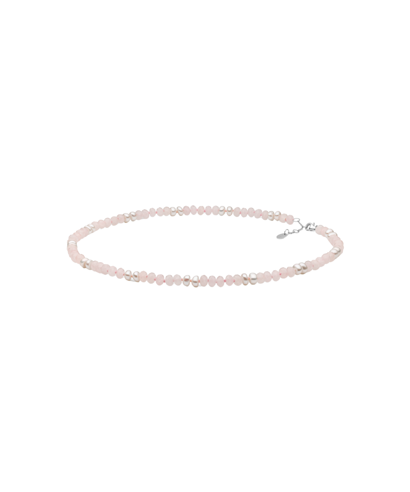 Vėrinys Su Perlais ir rožiniais kvarcais