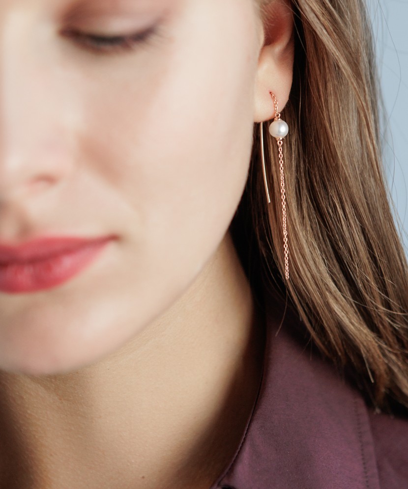 Paauksuoti Sidabriniai auskarai su perlais