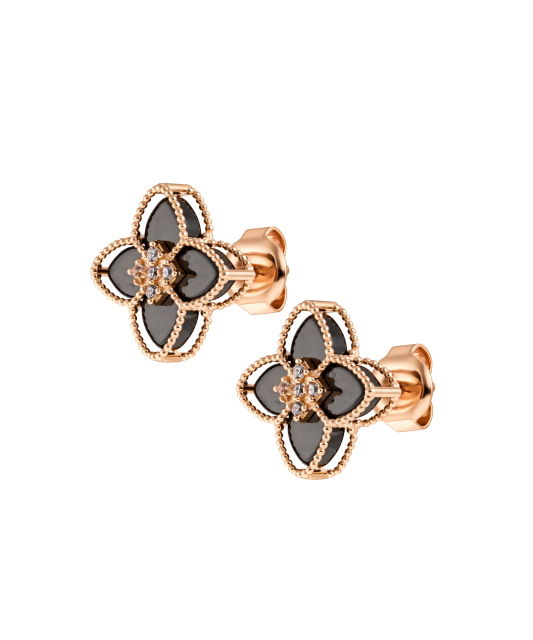 Auksiniai auskarai su oniksais ir cirkoniais