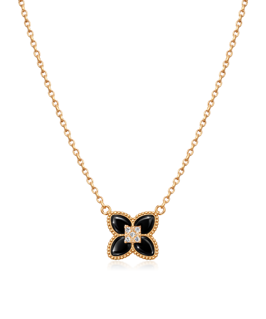 Auksinė grandinėlė su onikso pakabuku