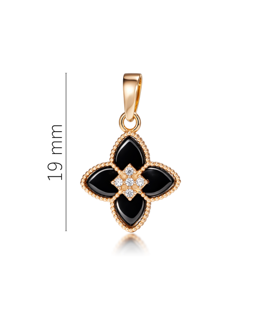 Auksinis pakabukas su oniksu ir cirkoniais