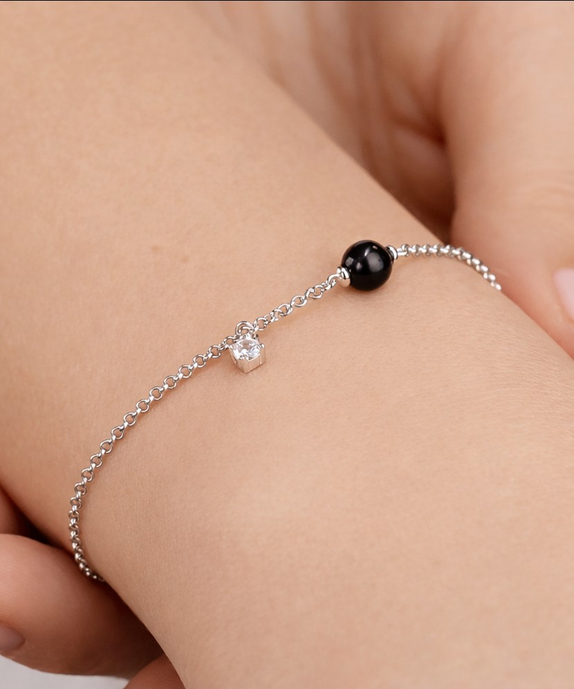 Sidabrinė Apyrankė Su Perlu ir cirkoniu