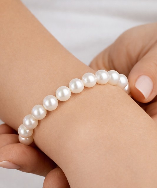 Perlų apyrankė su paauksuotu sidabru