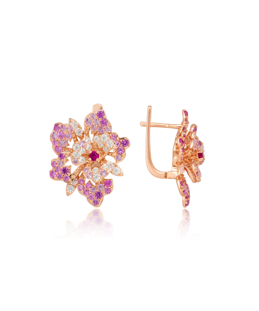 Paauksuoti Sidabriniai auskarai su nano safyrais ir cirkoniais