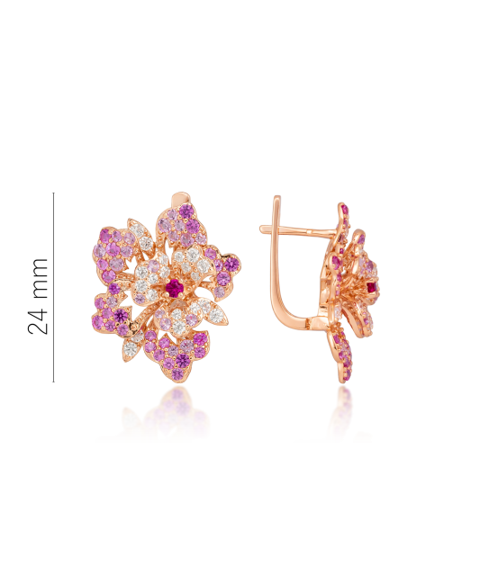 Paauksuoti Sidabriniai auskarai su nano safyrais ir cirkoniais