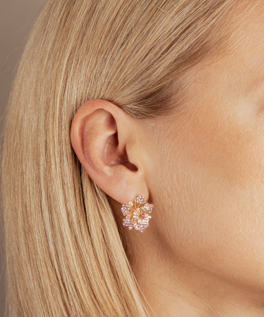 Paauksuoti Sidabriniai auskarai su nano safyrais ir cirkoniais