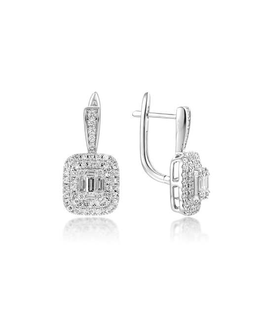 Balto aukso auskarai su deimantais 1.01ct