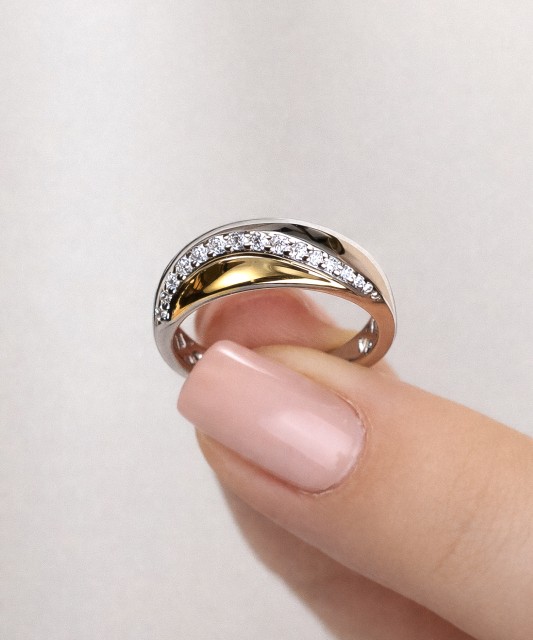 Paauksuotas žiedas su cirkoniais