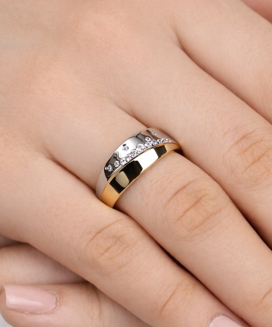 Paauksuotas žiedas su cirkoniais