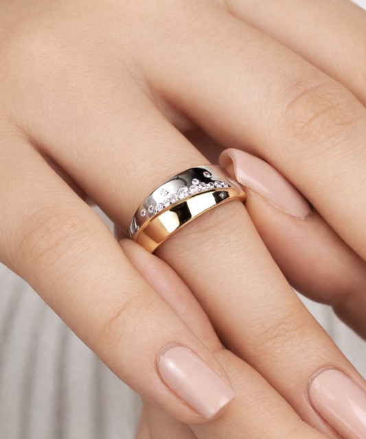 Paauksuotas žiedas su cirkoniais